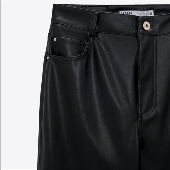 Zara Faux Leather High Rise‎ Mom Fit Pants 6 - Picture 5 of 10